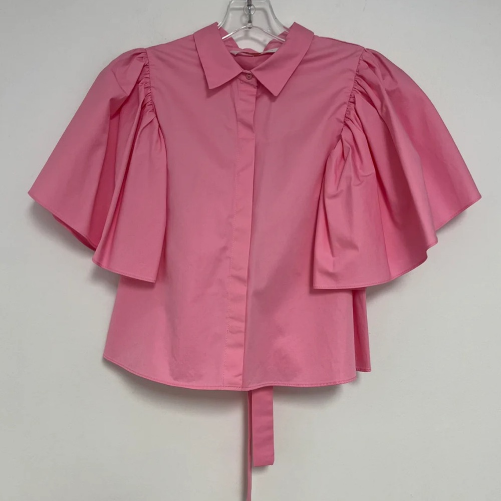 Bubblegum pink Zara cropped button up - Picture 2 of 2